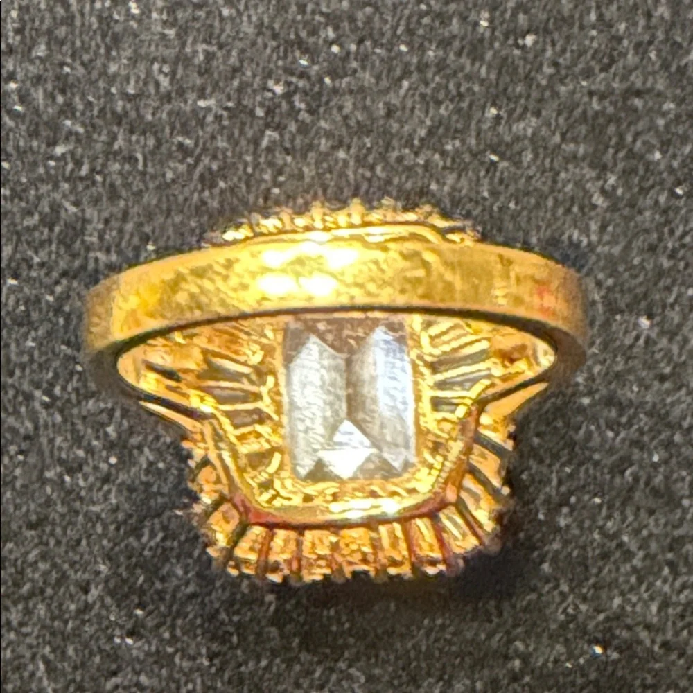 Elegant Gold Tone Ring With CZ Stones Women's Ring